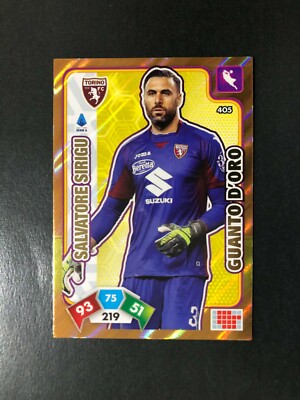 405 SIRIGU ADRENALYN XL CALCIATORI PANINI 2019-2020 CARD N GUANTO D'ORO 