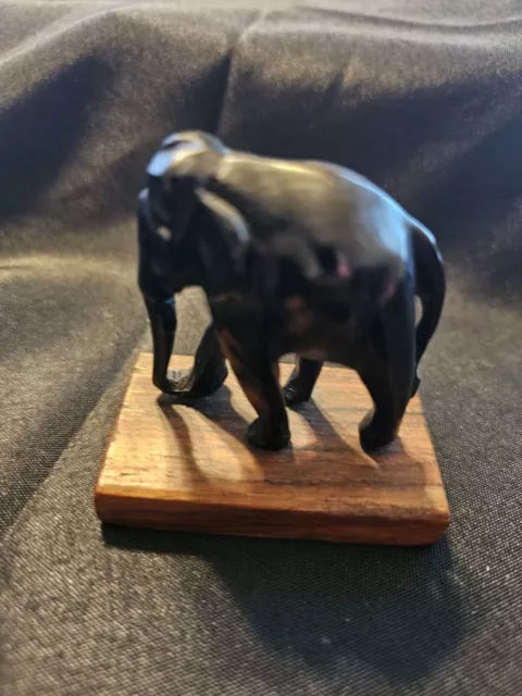 Wooden Hand Carved Figurine/Sculpture Elephant Miniature 3"x3"