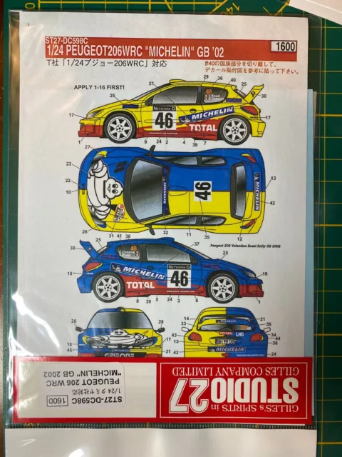 STUDIO 27 DECALS PEUGEOT 206 WRC ROSSI £36.30 PicClick UK