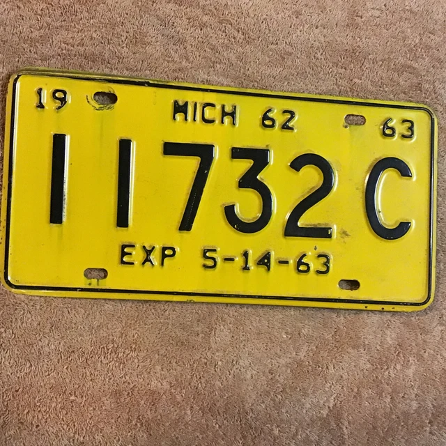 1962 1963 MICHIGAN HALFYEAR Commercial license plate Vintage Original