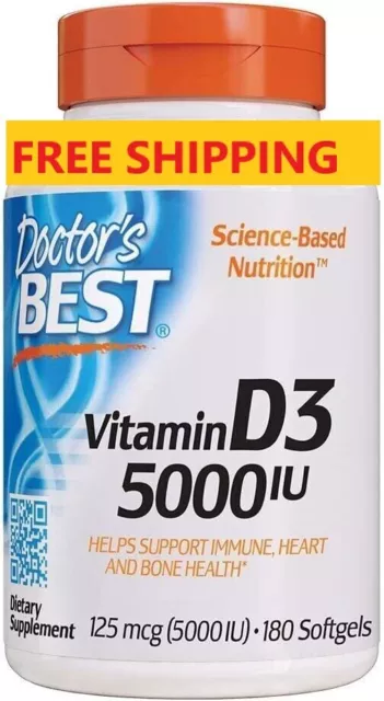 Doctor's Doctors Best Vitamin D3 5000IU 180 Softgels Immune heart & Bone Support