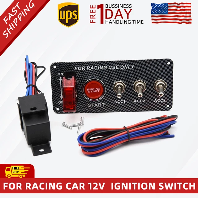 IGNITION SWITCH PANEL Engine Start Push Button LED 12V Toggle Racing