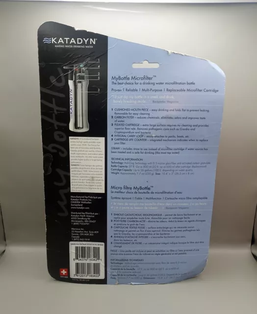 NEW Swiss Made Katadyn MyBottle Microfilter Water Bottle Ultralight Series 2