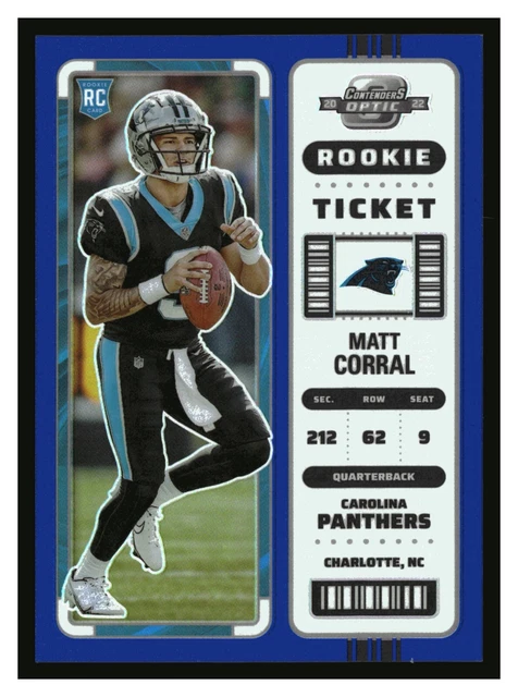 2022 Panini Contenders Optic Matt Corral RC Rookie Ticket Blue Prizm /99 #87
