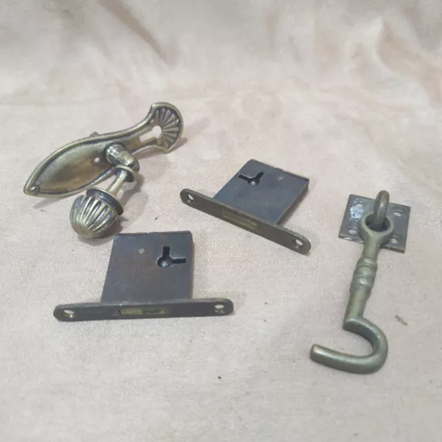 Vintage Brass One Side Door Rim Lock Door Latch Lock (NO KEYS)