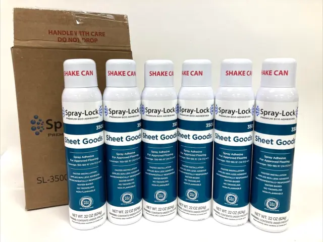 6 Cans (22 oz each) Spray-Lock 3500 Sheet Goods Adhesive for Flooring New