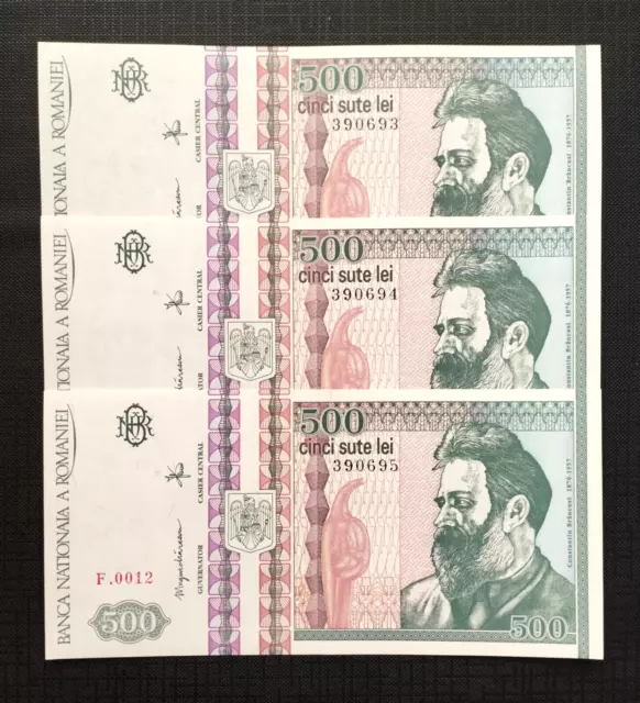 Romania 500 Lei 1992 P101 3Pcs