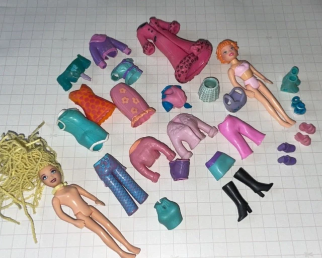 Pacchetto tascabile Mattel Polly lavoro lotto di bambole e vestiti tascabili vintage Polly