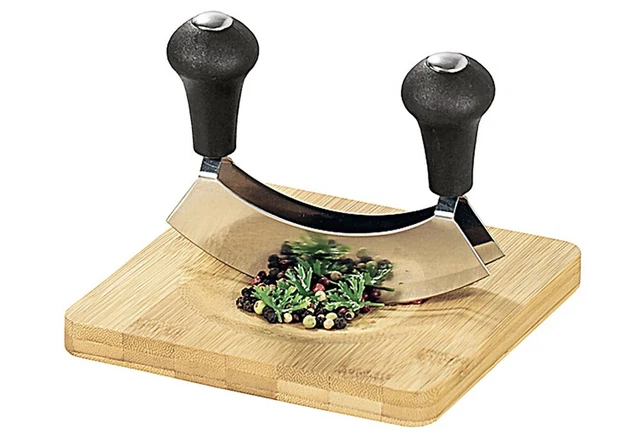 KESPER Kräuterschneidebrett Bambus mit Wiegemesser 16x16x1,8cm   110342