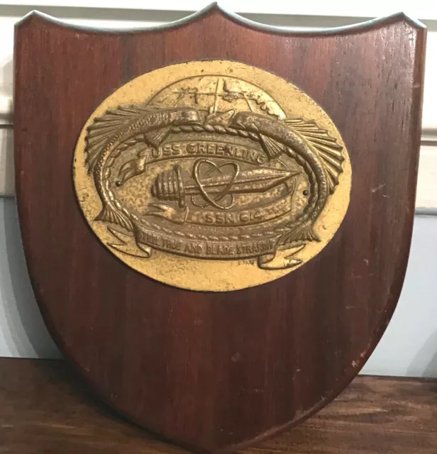 USS GREENLING USN SSN 614 SUBMARINE WALL PLAQUE NAVY Early 1960s - 10"x10
