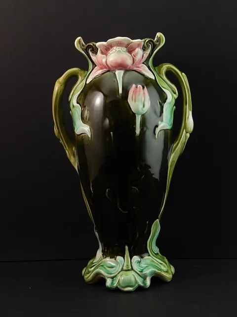Antico Raro Prezioso Art Nouveau Vaso Barbotine Ceramica Gustave De Bruyn Lille