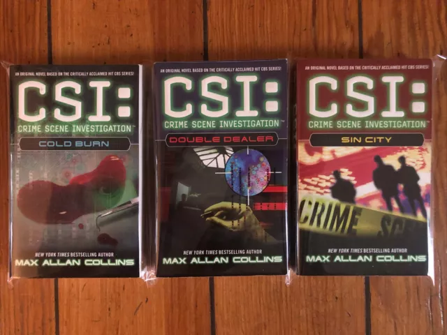 C.S.I. Max Allan Collins PB Set: Double Dealer, Cold Burn, Sin City NEW FINE+