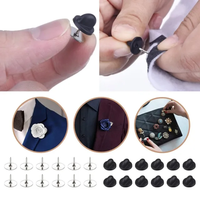 50 Set Tie Tacks Blank Pins with PVC Rubber Pin Backs for Women Jewelry Ornament