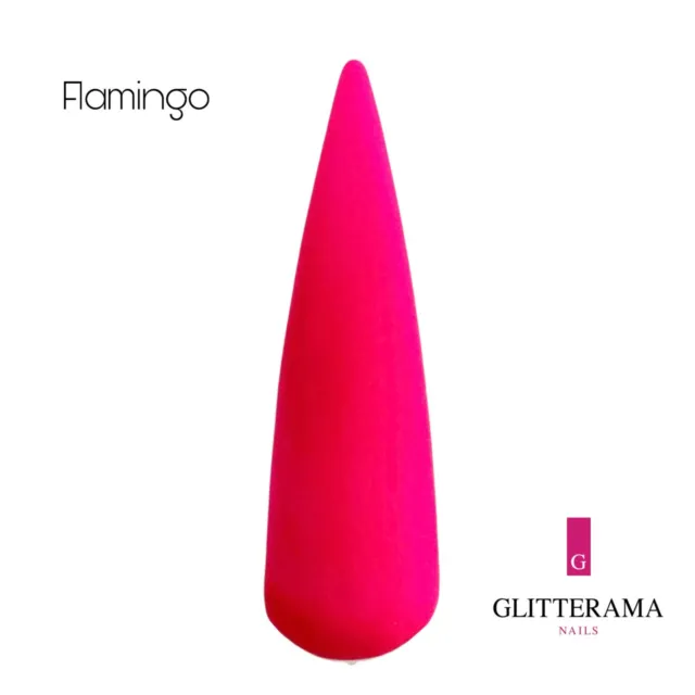 FLAMINGO Neon Pink coloured acrylic powder Glitterama Nails bright vibrant vibe