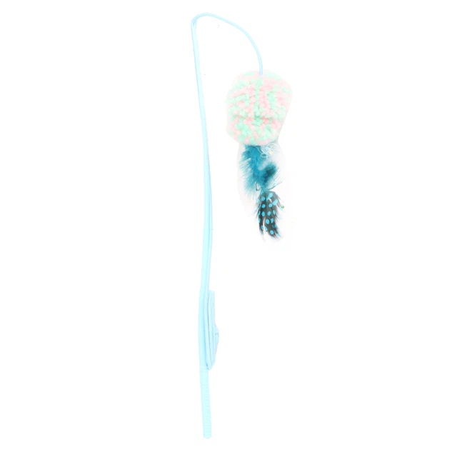 (Bleu) Jouet De Plume De Chat De Chat Drôle De Plumes Naturelles Avec 2