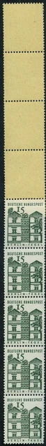 Bund kleine Bauwerke 15 Pf Rollenende 5+4 gelb,  MiNr 455