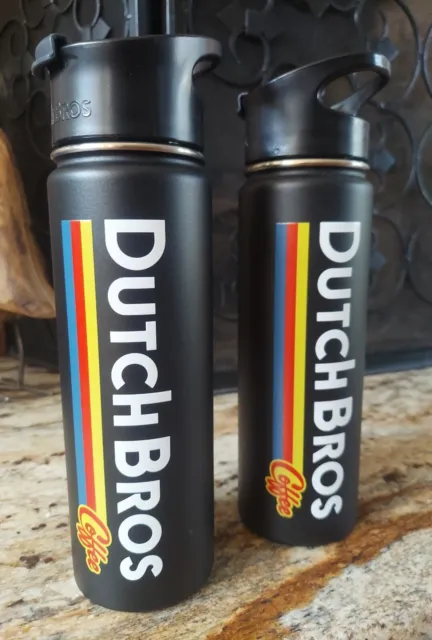Lot of 2 Dutch Bros Black 20oz Stainless Steel Cold/Hot Beverage Tumbler - NEW