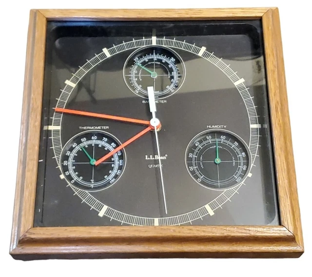 L.L.BEAN QUARTZ HANGING Clock Barometer Thermometer Weather Station KEY INCLUDED £115.81
