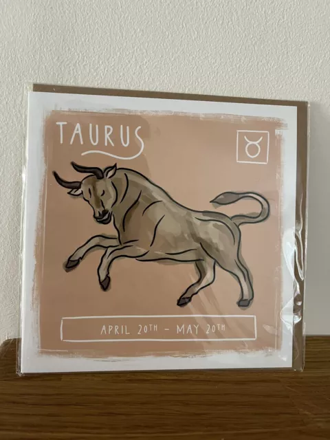 Taurus - Zodiac Star Sign Birthday Greeting Card & Envelope Wrapped