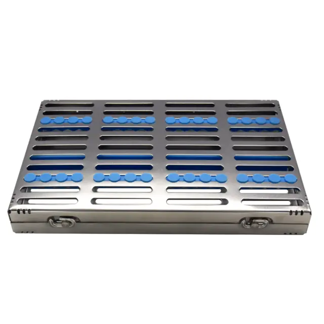 Dental Autoclave Cassette Tray metal Box Rack Rubber 20 Instrument Sterilization