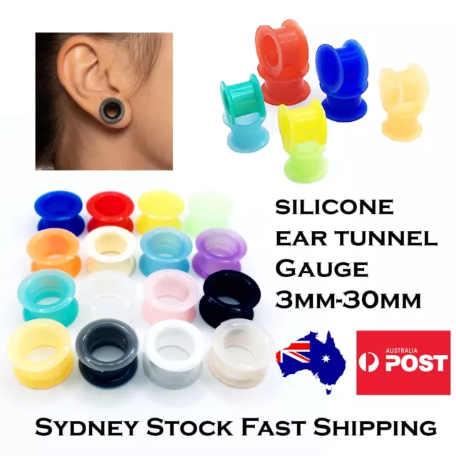 1Pair Soft Silicone Ear Tunnels Hollow Plugs Flexible Stretcher Piercing Earring