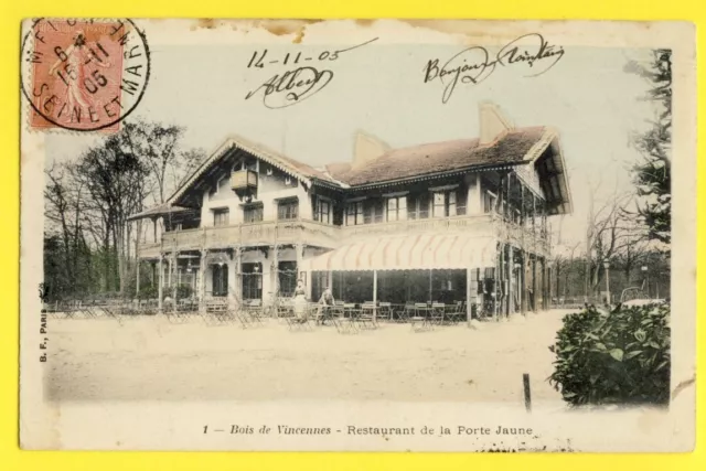 cpa written in 1905 FRANCE Bois de VINCENNES RESTAURANT de la DOOR YELLOW