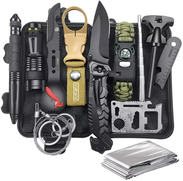 13 IN 1 Überleben Notfall Set Outdoor Camping Bushcraft Außen Survival Gear Kit