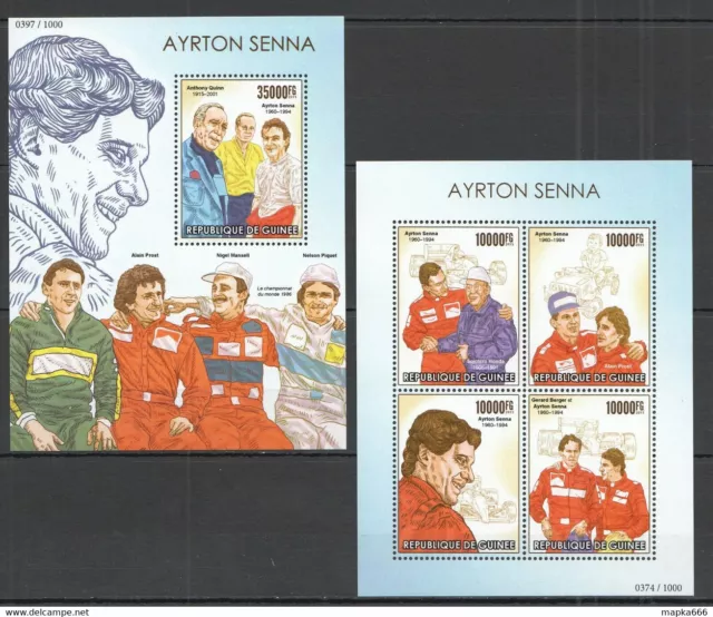 St228 2015 Guinea Auto Racing Formula 1 F1 Ayrton Senna Kb+Bl Mnh