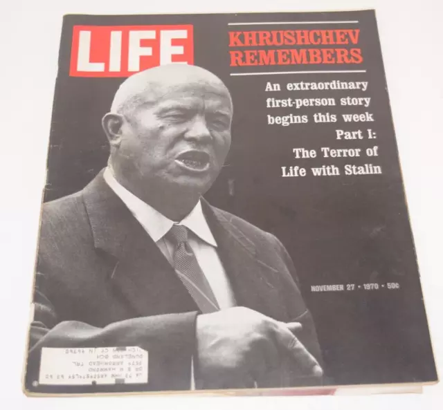 Vintage November 27, 1970 Life Magazine - Khrushchev Remembers on Cover