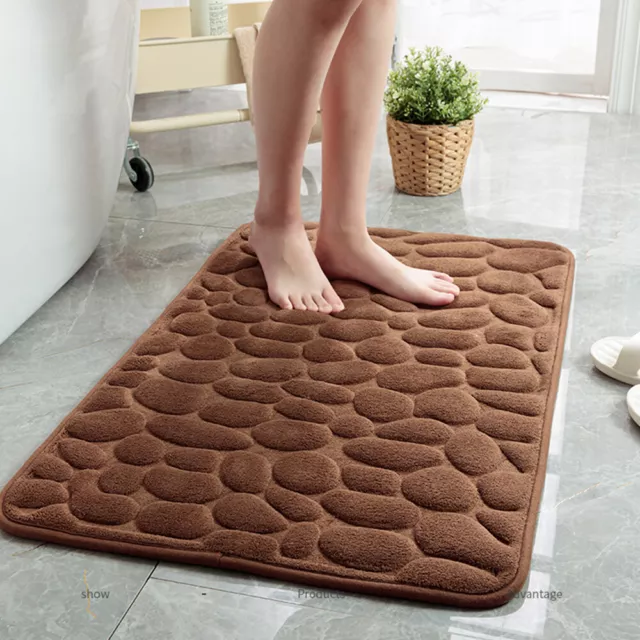 Tapis De Sol De Bain En Relief Pavé Antidérapant Solide Multicolore Doux O #