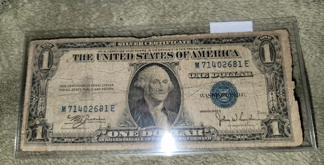 USA $1 - 1935-C  SILVER CERTIFICATE Blue Seal Washington Dollar Money