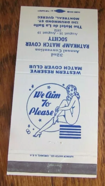 Girlie Matchbook Cover: Rms Hotel De La Salle Montreal, Quebec Matchcover -D12