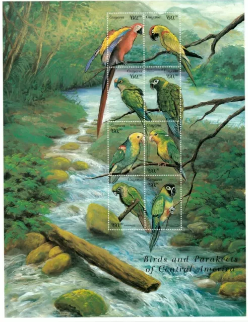 Guyana - 1999 - Birds Parrots - Sheet Of 8 Stamps - Scott #3430 - MNH