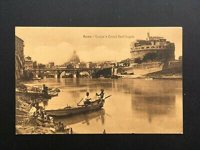 Postcard Antique Animated Roma (Rome Italy) Tevere E Castel Sant' Angelo