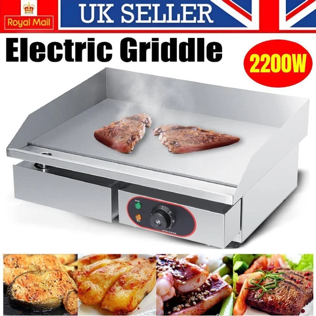 Commercial Electric Griddle Hotplate BBQ Kitchen Hot Plate Stainless Steel Countertop 1300w