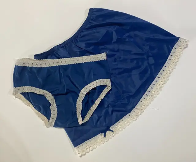 Vintage Vassarette Girl's Panty and Half Slip Blue Antron Nylon 60s? 1960s? Old