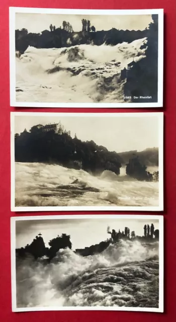 3 x Foto AK LAUFEN Schweiz um 1930 Der Rheinfall mit Schloss Laufen  ( 90125