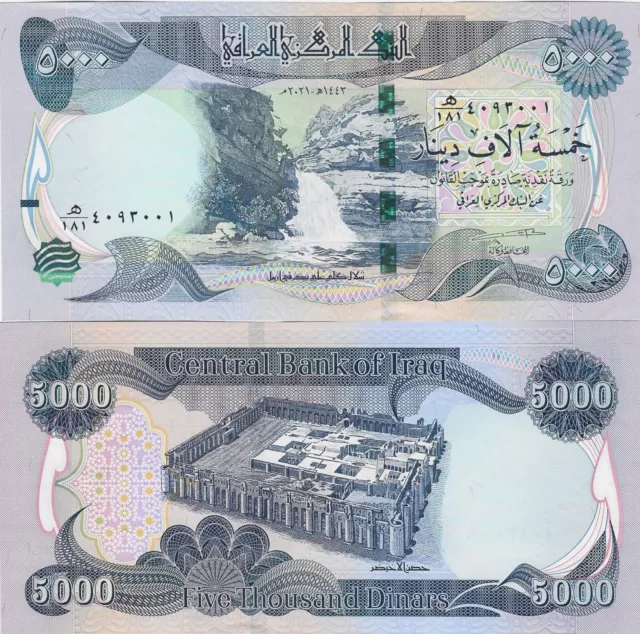 iqd Iraqi dinar 20 notes x 5000 IQD  100,000 UNC Iraq 2021  high security NEWEST