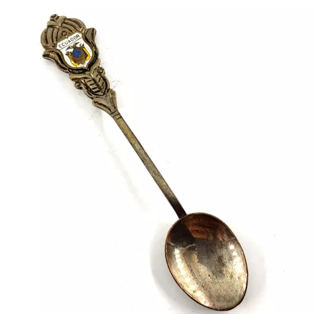 Sterling 900 Souvenir Spoon Ecuador Crest Flag South America Sterling Amazon VTG