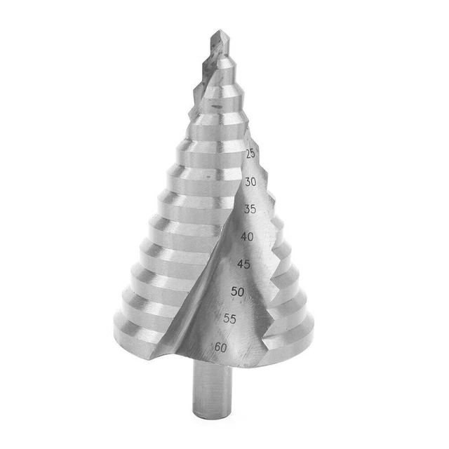 13mm 1/2'' Shank HSS Drill Bit Step Cutter Cone Hole 6mm-60mm - Spiral Flute 2