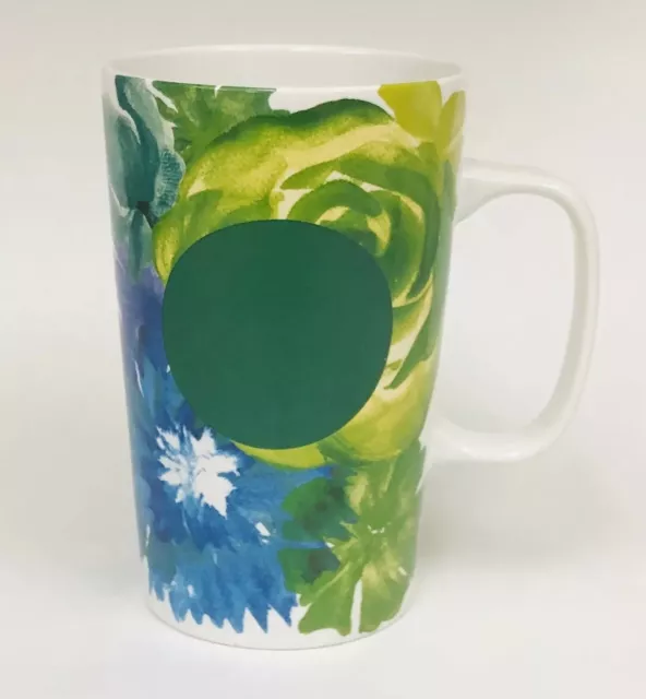Starbucks 2014 Collectible GREEN DOT Green Blue Roses Flowers Coffee Mug