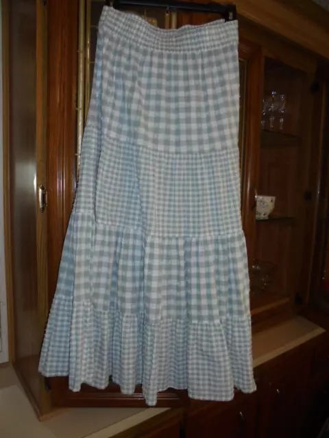 Lauren Conrad grey gingham check tiered maxi skirt size S boho