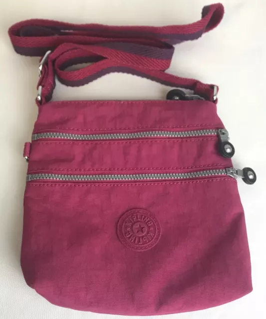 Kipling Crossbody Bag Purse Organizer Travel Small Pink Nylon 6x6" Adjust Strap