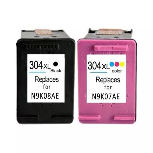 KIT 2 CARTUCCE COMPATIBILI per HP 304 XL NERO+COLORE STAMPANTE 3700 3720 2620