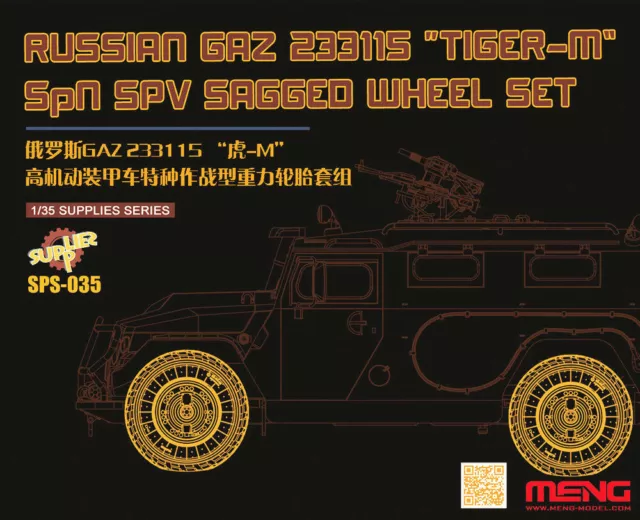 Meng Modelo 1/35 Escala Gaz TIGER-M Caídas Juego de Ruedas ( Rusia ) MNGSPS-035