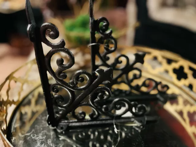 2 Antique Style Shelf Brace Wall Vintage Cast Iron Brackets Small 8" Corbels BLK