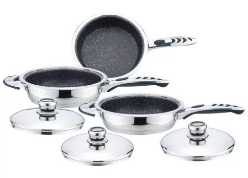 MAXAM SS Waterless Skillets Set Precise Heat 6pc Non-Stick