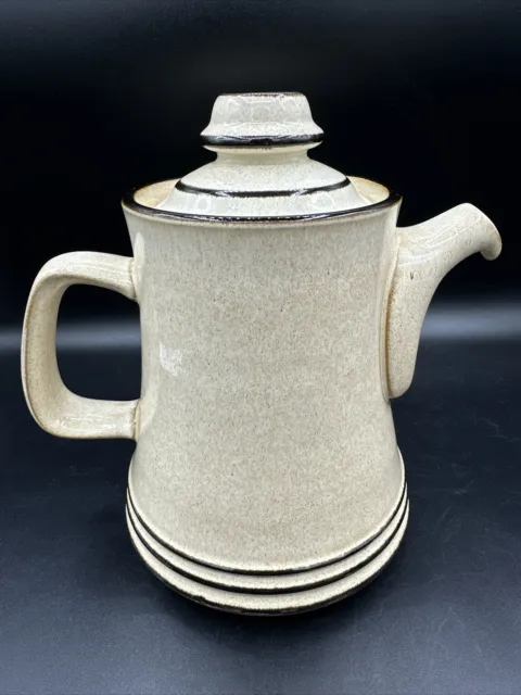 Vintage 8" Denby Sahara Pottery Stoneware Teapot Coffee Pot Cream and Brown READ