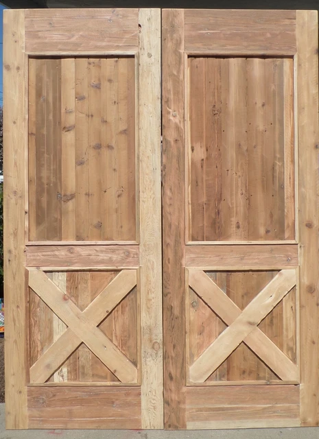 Rustic reclaimed lumber double Bottom X you choose size barn door Farmhouse