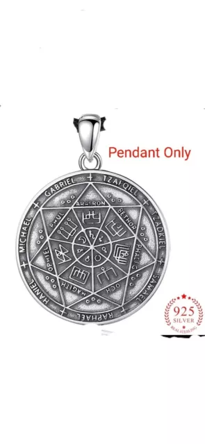 Seal Of Solomon Sterling Silver Pendant, Seal Of The Seven Angels Talisman